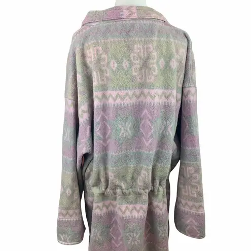 Vintage longline fleece muted southwestern print Gray Size XL