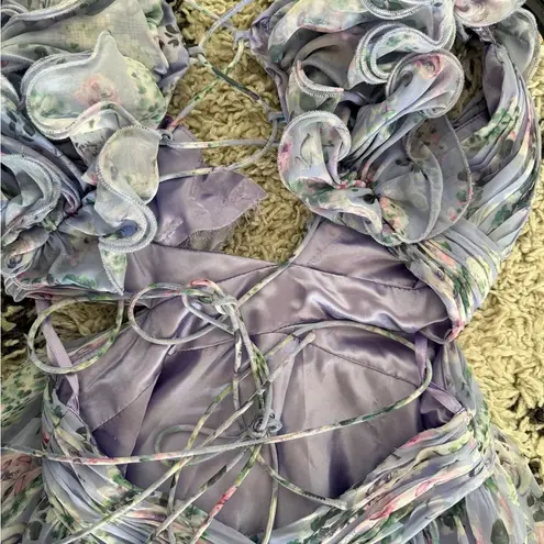 Mac Duggal Leena for
Ruffle Tiered Cut-Out Floral Chiffon Dress