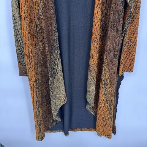 Amanda Smith Vintage Amanda Cardigan Womens XL Orange Brown Stripe Fall Open Front Side Slits