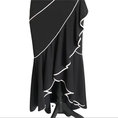 Niki By Niki Livas Black Tiered Halter High Low Ruffle Prom Dress Size 4