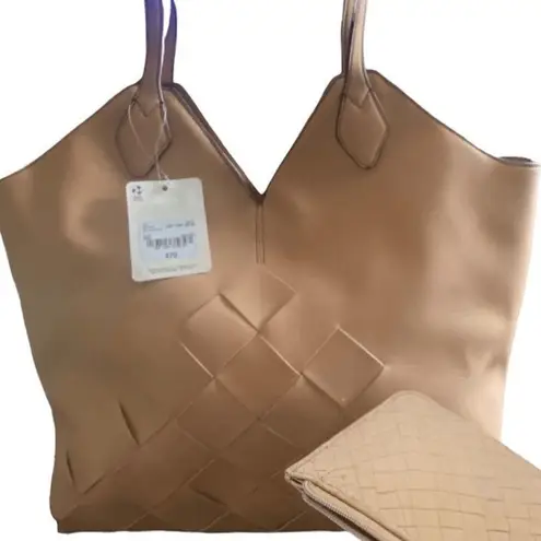 A.N.A. a new approach woven tote bag tan faux leather large shopper purse