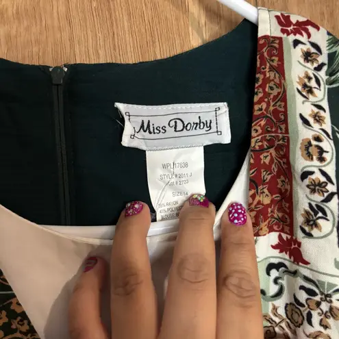 Vintage miss Donby women’s Floral Patchwork jumpsuit short size 14 Green