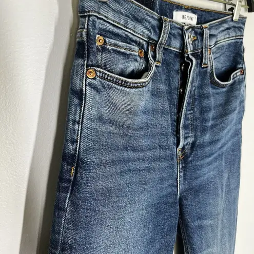 RE/DONE REDONE Sz 25 70s Ultra High Rise Stove Pipe Jeans Broken in Dark