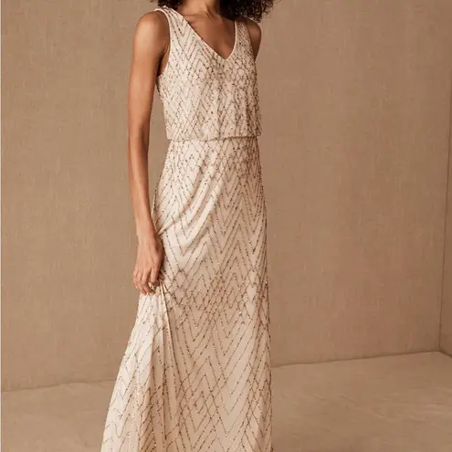 BHLDN Blaise Sequin Beaded Gown Dress Size 14 Anthropologie Formal Wedding