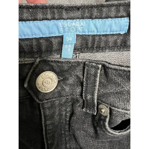 Escada Sport Size 34 Uk 4 Jeans Straight Leg Black Flap Pocket BBK