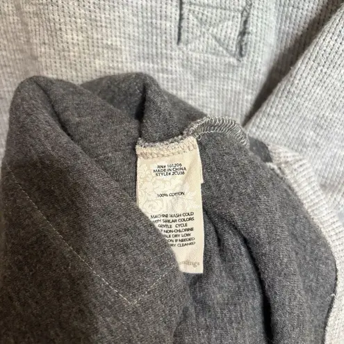 Soft Surroundings Tunic Top Medium Heather Grey Buttons Pocket Waffleknit Blouse