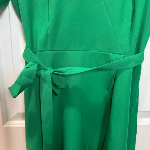 Sharagano Vibrant Green Midi Dress with Tie Sleeves size 6