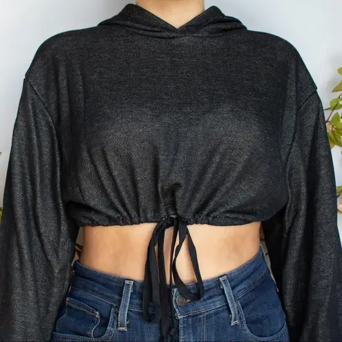 Breathable Knitted Hoodie With Adjustable Drawstring Black