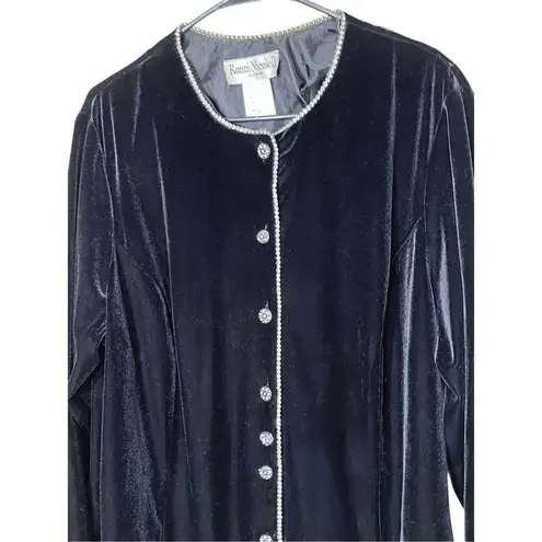 Ronni Nicole Vintage II By Ouida Black Velvet Rhinestone Button Down Blouse 3X
