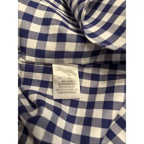 UNTUCKit Women’s Belleza Button Down Long Sleeve Blue Gingham Shirt Sz 0 NWT