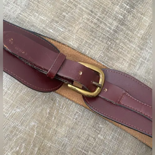 Vintage Leather & Brass Equestrian Waist Cincher Belt Cognac Brown Size Large