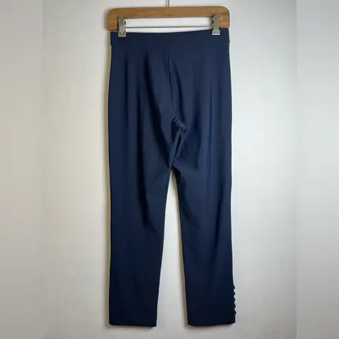 IC by Connie K Button Hem Stretch Pants Women’s Size Small Navy Made in USA Blue