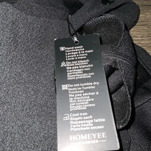 NWT Homeyee Black Knit 3/4 Sleeve Fit & Flare Conservative Dress Pockets XL …