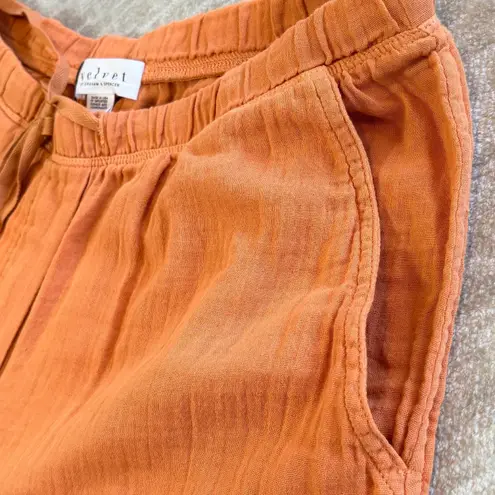 NWT Velvet By Graham & Spencer Women Pull On Orange S Gauze Pants Wide Leg