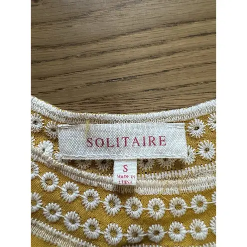Solitaire Yellow Women Embroidered Top Sz S Boho Romantic Hippie Gypsy Peasant