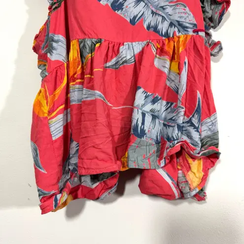 Patrons of Peace Tropical Print Ruffled Tank