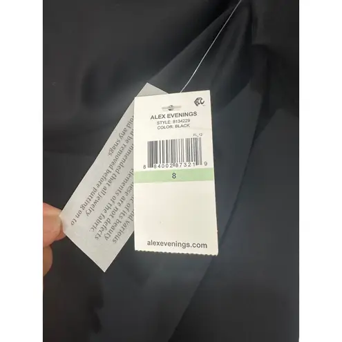 Alex Evenings V-Neck Evening Gown Black Size 8 NWT Elegant Special Occasion