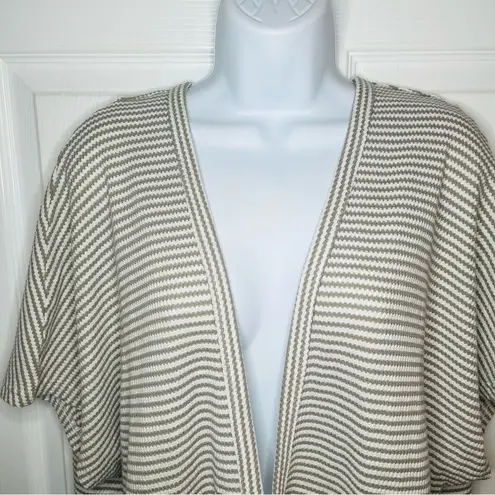 Main Strip Stripe Waffle Cardigan Tassel Hem Open M