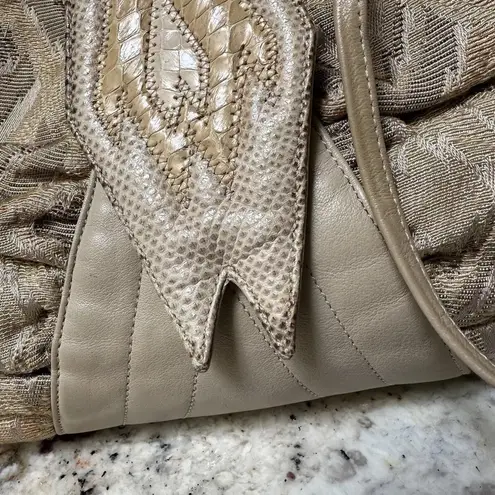 Venetto By Ami Kahn Made In USA Snakeskin Lambskin & Tapestry Purse Handbag