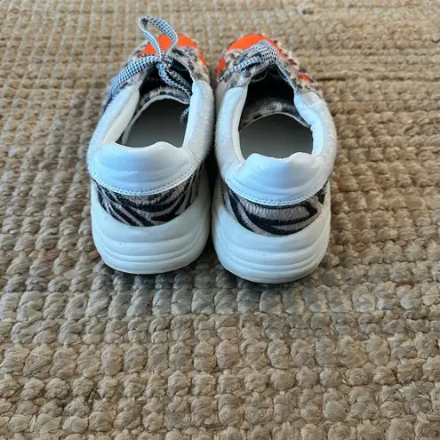 White Raven Willow Leopard Sneaker with Black and Orange Size 10