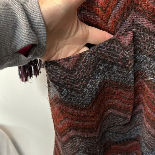 Anthropology Hei Hei Chevron Hooded Cape Fringe Open Front xs/s multi color Size undefined