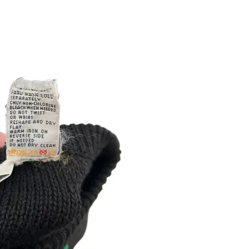 Bonnie Boerer Vintage Sweater Puff Sleeve Flower Applique Knit Size Medium Black