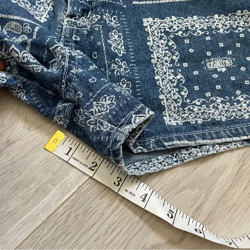 True VIWACE Jeans Vintage Bandana Patchwork Patterned Denim Shorts Blue