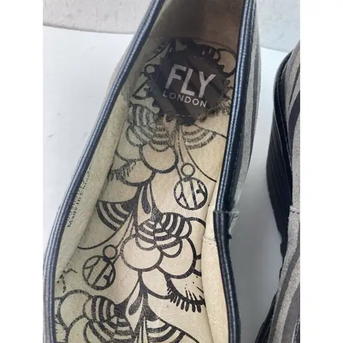 Fly London Wedge Heels Women’s Size 38 Gray Black Animal Print Comfort Shoes