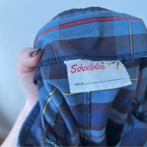 Vintage 90s Schoolbelle Blue Plaid Wrap Skort 10x / 30" Red