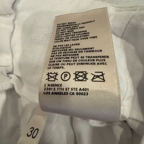 L'Agence **L’AGENCE Hillary Linen Paper Bag Shorts – Women’s Size 30, White**