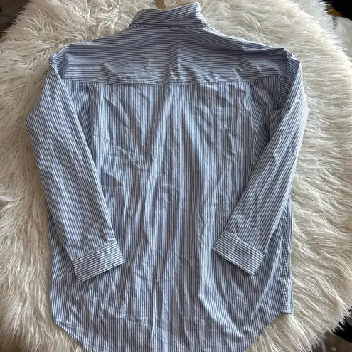 SKIMS Cotton Poplin Oversized Sleep Top Cadet Stripe Size Small - Image 9