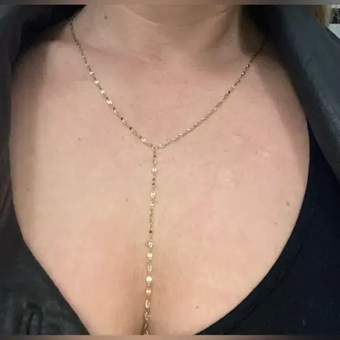Celebrity Stylist Designed Solid Real 14k Gold Lariat Necklace Holiday Gift!