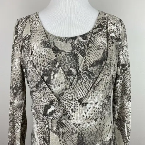 Jones New York  Dress Womens Small Snake Print Long Sheer‎ Sleeve A-Line Side Zip