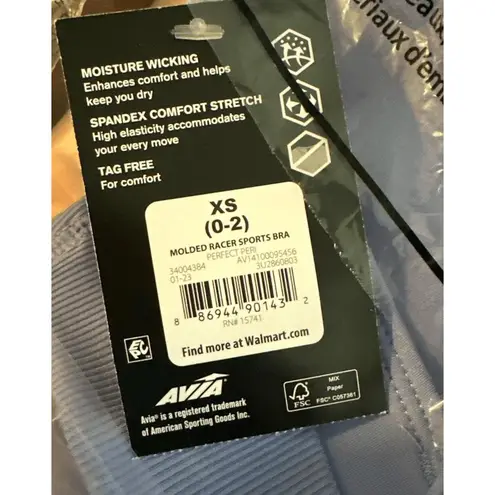 Avia Womens Molded Racerback Sports Bra Lavender Active Fitness Size XS