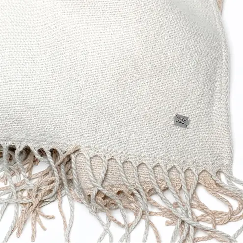 SOIA & KYO Scarf Cardigan Wrap Mirel Woven Fringe Blanket Cream /White Scarfigan