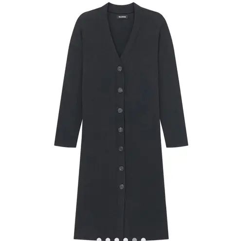 Naadam Black Ribbed Long Line Lightweight Duster Cardigan Button Up XXS - Image 11