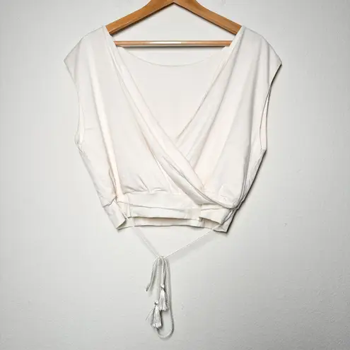 Travis Mathew Dwelling Tencel Wrap Crop Top Ivory Women’s Large