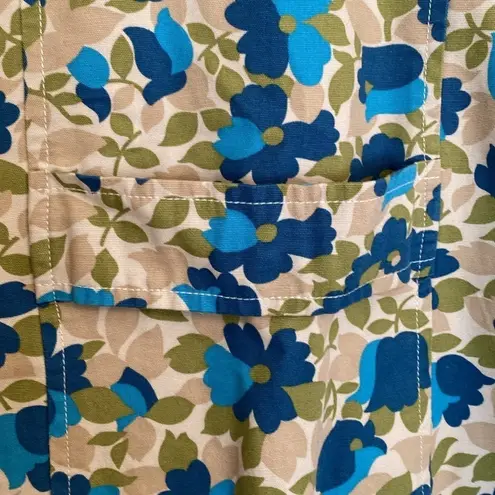 Old Navy  VTG trench jacket soft brushed cotton blue green floral VTG Y2K Size M