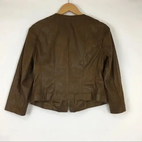 INC International Concepts Ruffle Zip Up Jacket Brown Size M