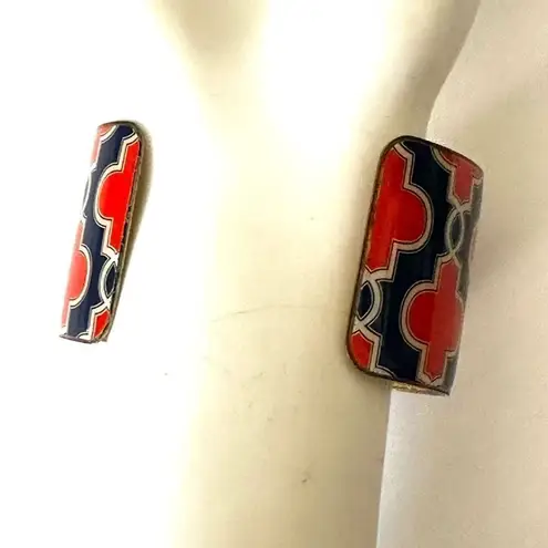 Mud Pie geometric orange and blue cuff bracelet