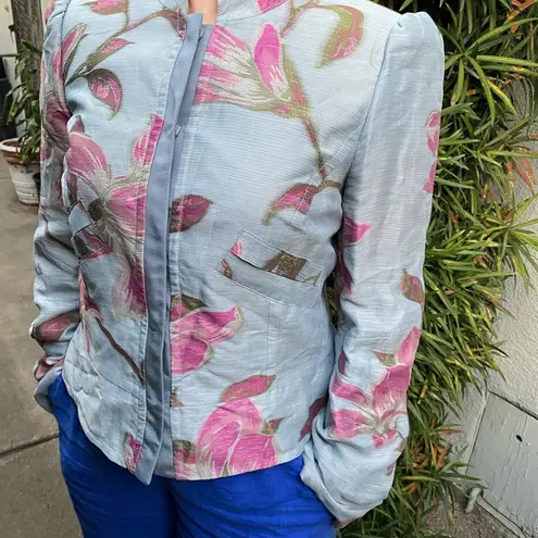 Armani Collezioni Vintage Floral Blazer Size 8 Dusty Blue and Rose colored