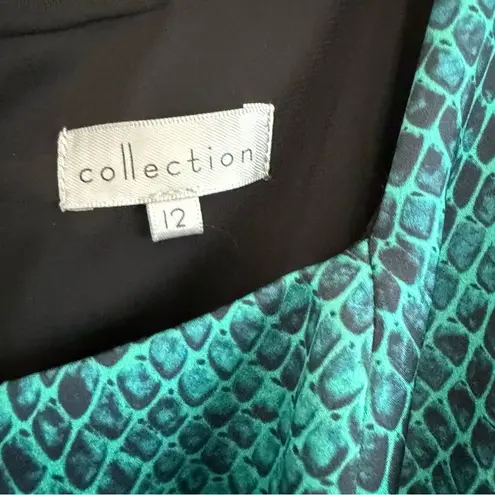 Elegant Snakeskin Print Midi Dress Size 12 EUC Green