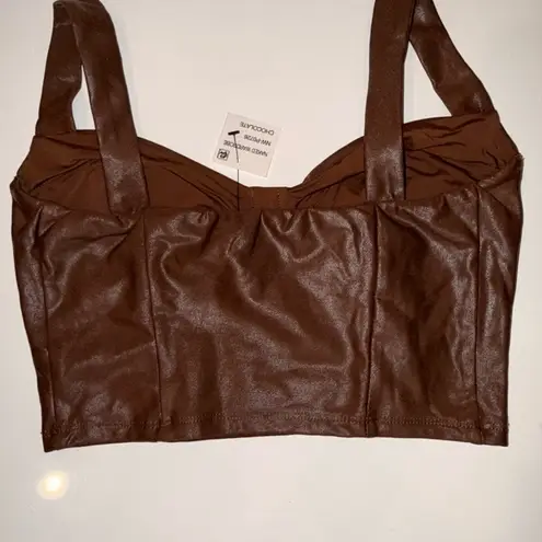 Naked Wardrobe 🤎Drip Bustier crop top brown NWT SMALL