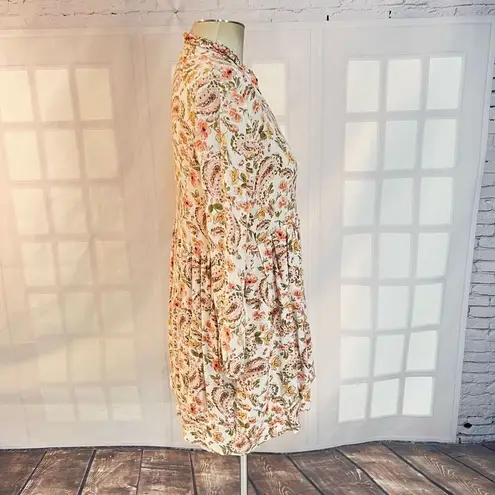 Aura long sleeve paisley flowy mini tunic boho dress size xs