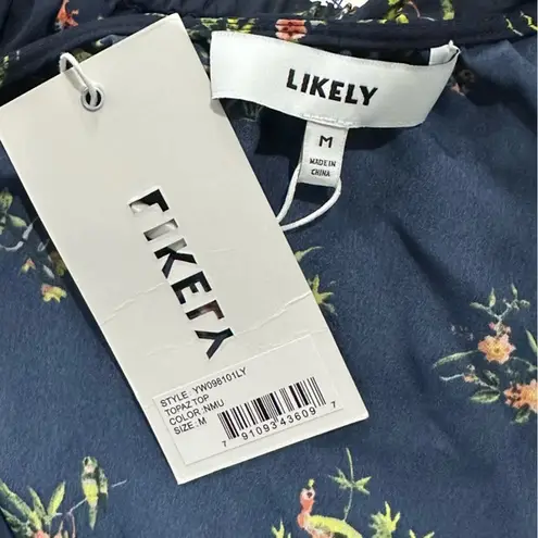 Likely Topaz Navy Floral Wrap Ruffle Sleeveless Top Size Medium Revolve