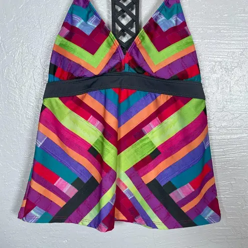 Title Nine Women S Multi Colored Tankini Swim Top Racerback Padded Beach Summer