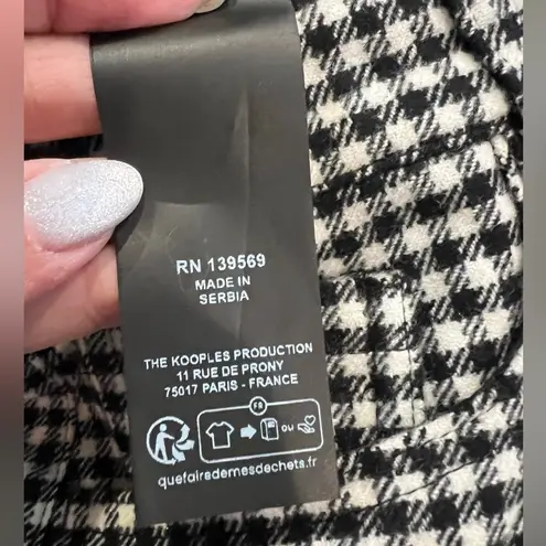 The Kooples Check-Pattern Wool-Blend Trousers FR Size 36/US 4 NWT Black/White