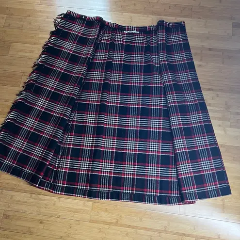 Vintage Red & Black Plaid Maxi Fringe Skirt|Emily M|Size:9/10|cottagecore|70s Size undefined
