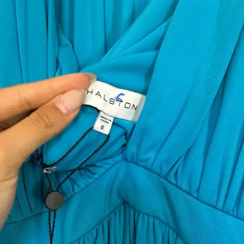 NWT Halston Heritage Ashley Azure Royal Blue Plunge Maxi Dress Size 6
