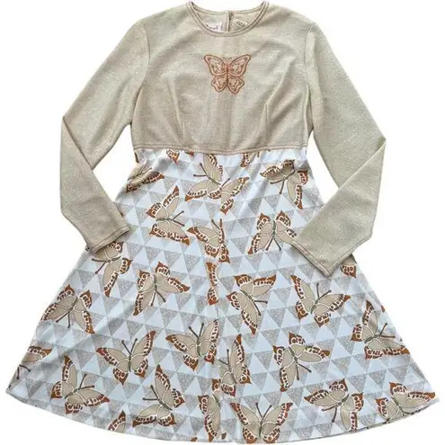 Vintage Jerell of Texas butterfly dress brown & tan medium